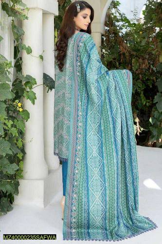 3 piece women's unstitched  viscose printed suit