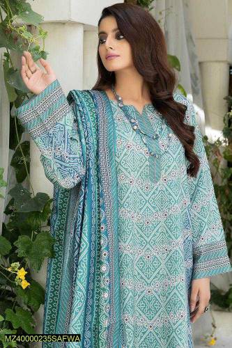 3 piece women's unstitched  viscose printed suit