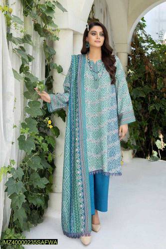 3 piece women's unstitched  viscose printed suit