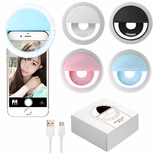 Mini Portable USB Rechargeable Selfie Ring Light With 3 Brightness 