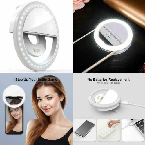 Mini Portable USB Rechargeable Selfie Ring Light With 3 Brightness 