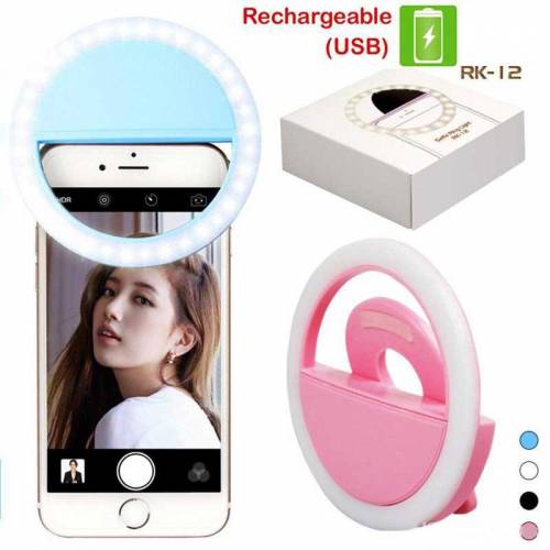 Mini Portable USB Rechargeable Selfie Ring Light With 3 Brightness 