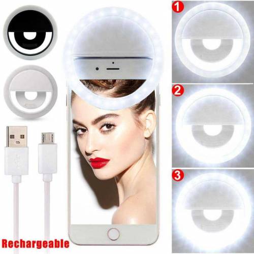 Mini Portable USB Rechargeable Selfie Ring Light With 3 Brightness 