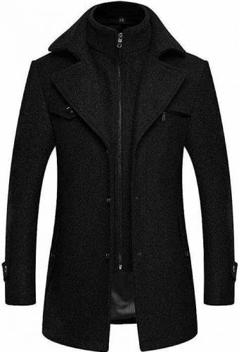 Winter Black Button Trench Coat For Men