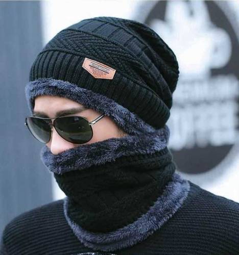 Beanie Whool Cap With Neck Warmer