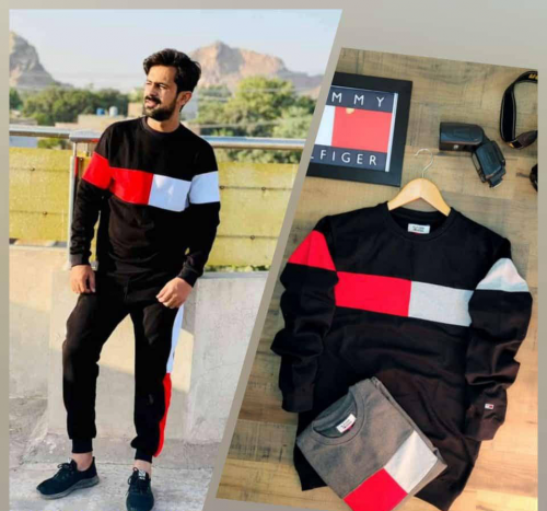 2Pcs Men's Stitched Polyester Printed Track Suit