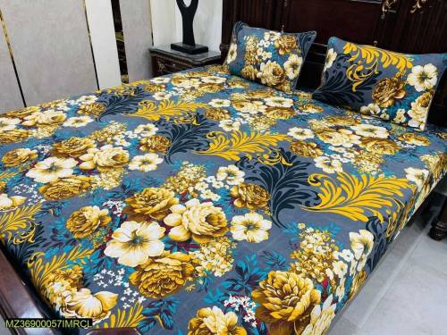 3 pcs cotton printed bedsheet 