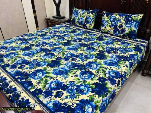 3 pcs cotton printed bedsheet 