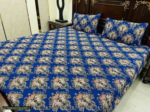 3 pcs cotton printed bedsheet 