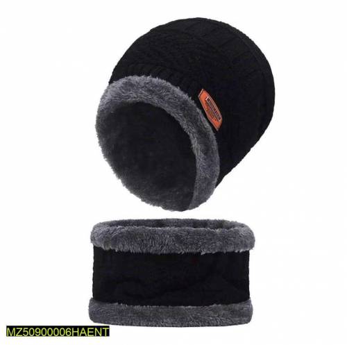 beanie wool cap with neck warmer