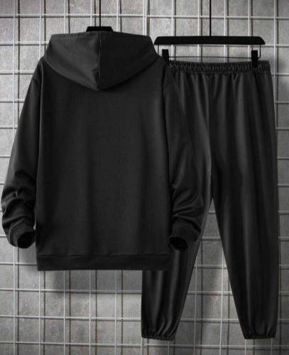 Men's Stiched Black Fleece Tracksuit 