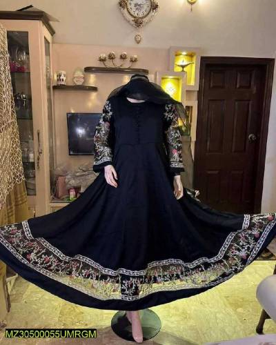 3 Pc Embroidered  Katan Silk Maxi