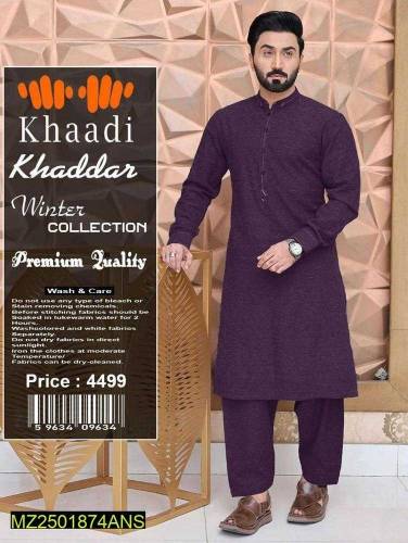 Men's Unstitched Khaddar plain Suit 