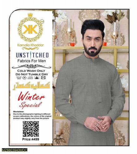 Men's Unstitched Khaddar plain Suit 