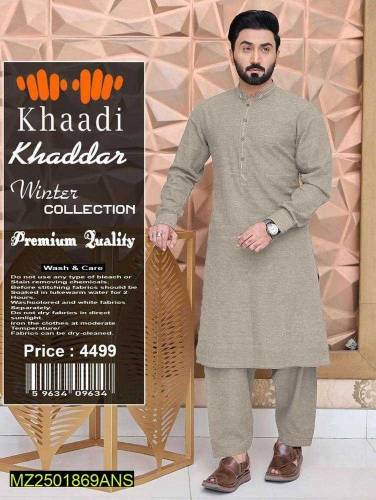 Men's Unstitched Khaddar plain Suit 