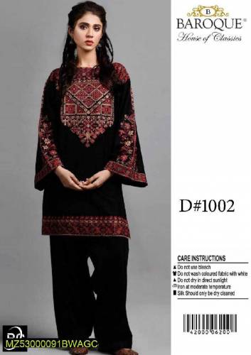 2 piece women's unstitched linen Embroidered suit