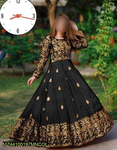 2 pcs Women Stitched Shamooz Silk Embroidered Maxi