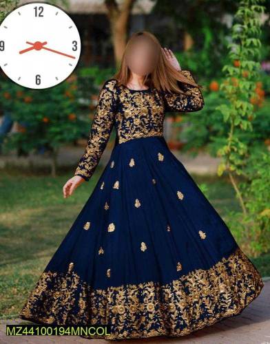 2 pcs Women Stitched Shamooz Silk Embroidered Maxi
