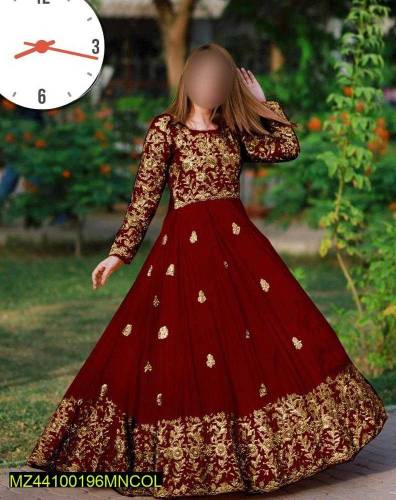 2 pcs Women Stitched Shamooz Silk Embroidered Maxi