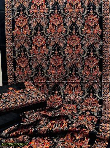 women's 3 pcs unstitiched dhanak embroidered suit free delivery 