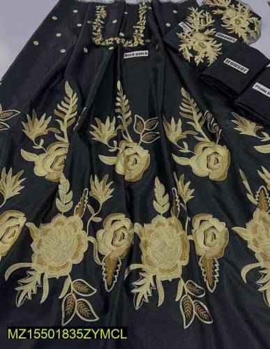 2 pic woman's unstitched katan silk Embroidered maxi dress 