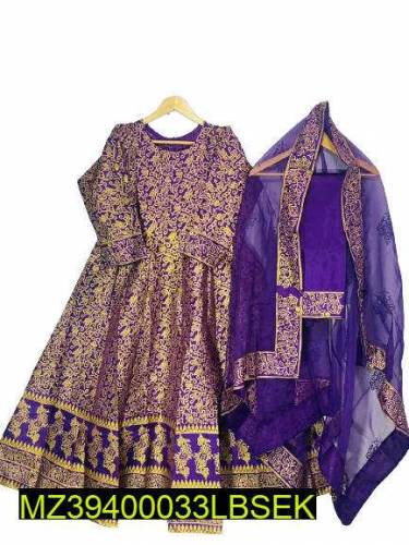 3 pcs Women's Stitched katan silk Printed Maxii