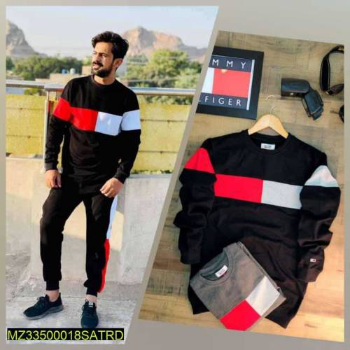 2 Pcs Men's Stitched Polyester Printed Track suit