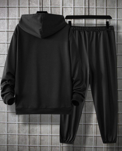 Men's Stitched Black Fleece Track Suit 