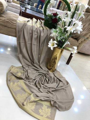 Leaf Zari Border  Pashmina shawl Collection