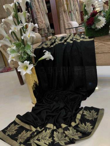 Leaf Zari Border  Pashmina shawl Collection