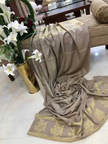 Leaf Zari Border  Pashmina shawl Collection