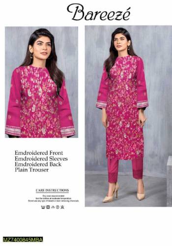 3 Pcs Women's Stitched Lawn Embroidered Suit