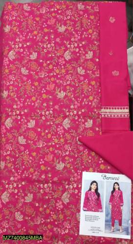 3 Pcs Women's Stitched Lawn Embroidered Suit