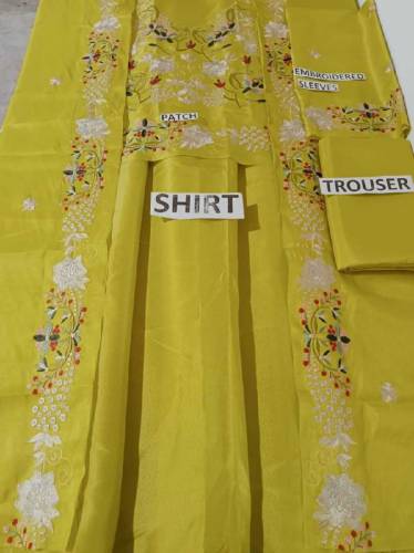 Nisa Unstitched 3 Pcs Silk Frock Suit