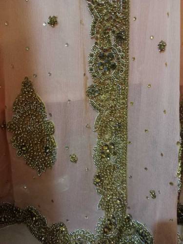 Embroidery Peach colour frok