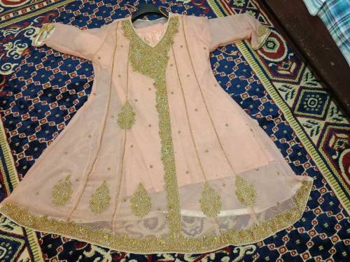 Embroidery Peach colour frok
