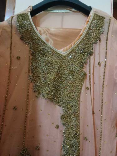 Embroidery Peach colour frok
