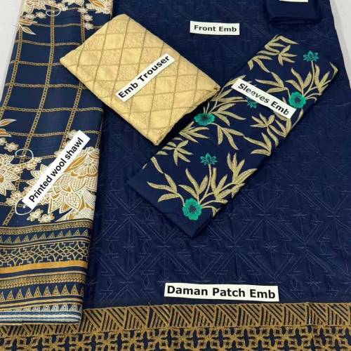 linen Embroidered 3 piece