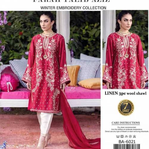 linen Embroidered 3 piece