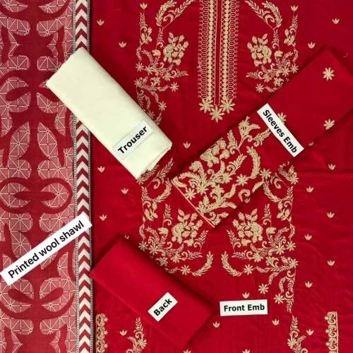 linen Embroidered 3 piece