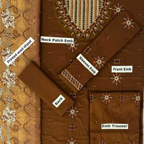 linen Embroidered 3 piece