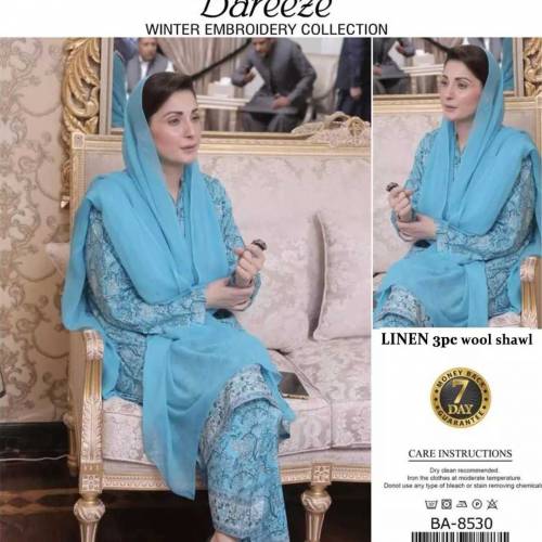 linen Embroidered 3 piece