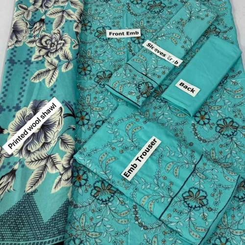 linen Embroidered 3 piece