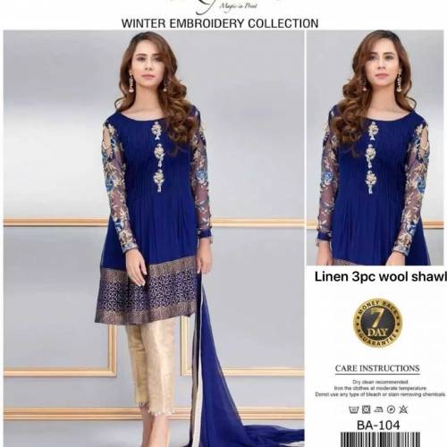 linen Embroidered 3 piece