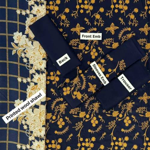 linen Embroidered 3 piece