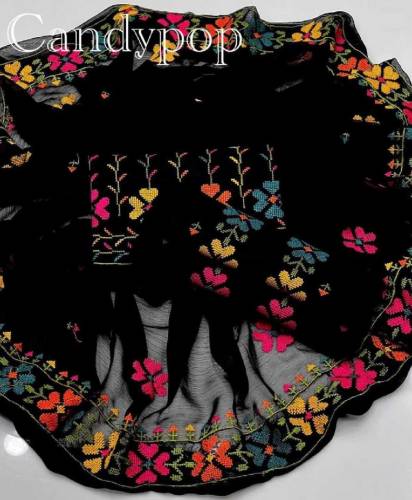 Black collection with multi Flowers 3 peice suit by Naalain aaish