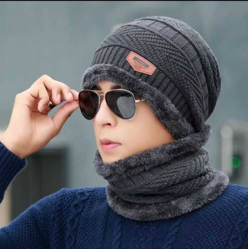 Wool Cap With Neck Warmer & Mask 3 pcs set .*3 PCS LADIES WOOL CAP SET