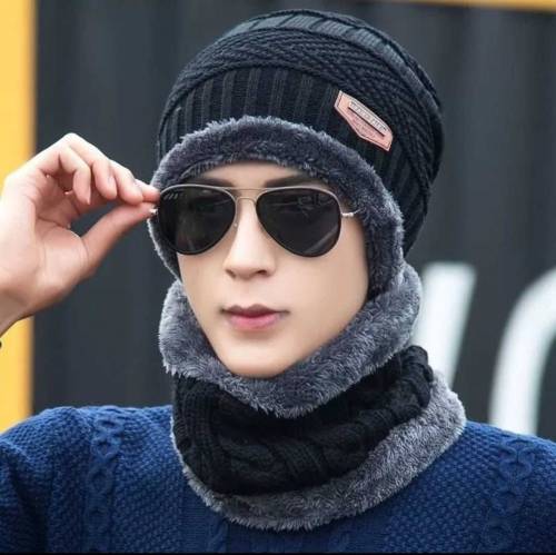 Wool Cap With Neck Warmer & Mask 3 pcs set .*3 PCS LADIES WOOL CAP SET