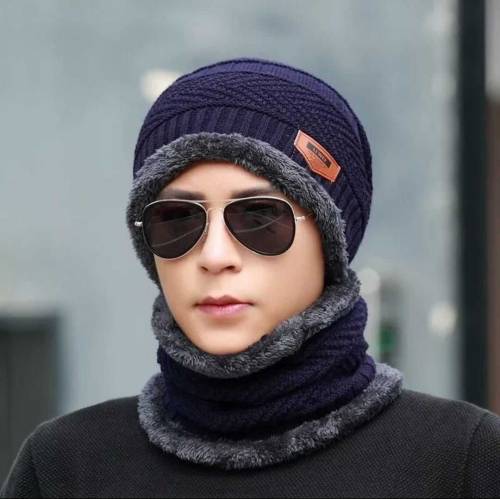Wool Cap With Neck Warmer & Mask 3 pcs set .*3 PCS LADIES WOOL CAP SET