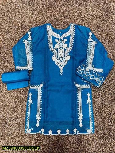 3pcs Women's stitched Organza embroidered suit 